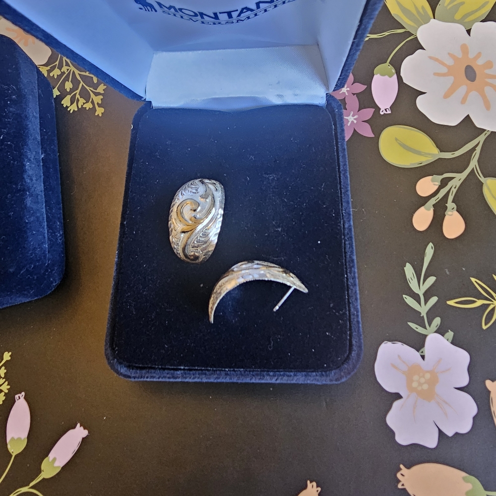 Montana Silversmiths Silver and Gold Swirl Earrings - Picture 2 of 2